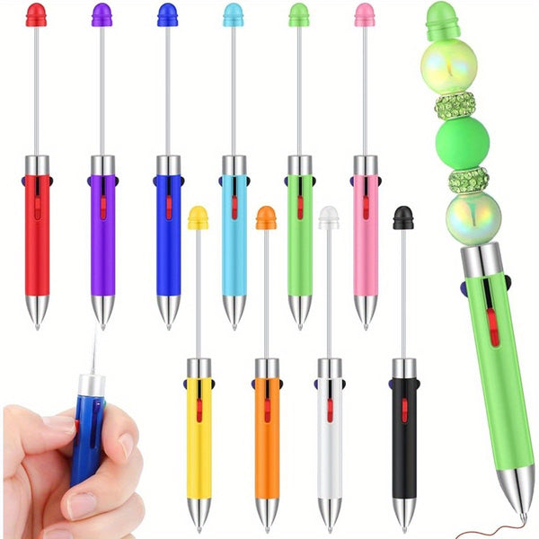 Beadable 4-in-1 Multicolor Pens (Mini) 7 Pens/Bag Beaded Ballpoint Pen for DIY Arts & Craft Personalizeable Customizable with Beads and Focals