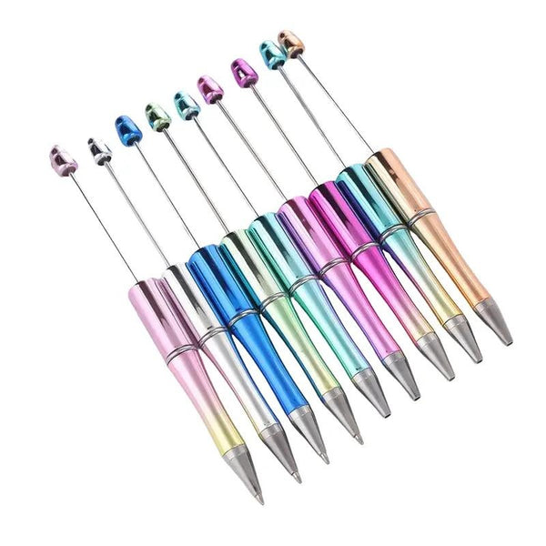 Beadable Chrome Pens 7 Pens/Bag Beaded Ballpoint Pen for DIY Arts & Craft Personalizeable Customizable with Beads and Focals