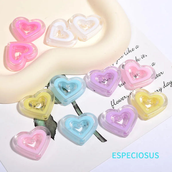 Transparent Multi Color Heart Shape Beads Bracelet Spacer Acrylic Hollow Love Charms Necklace Department DIY Jewelry Accessories