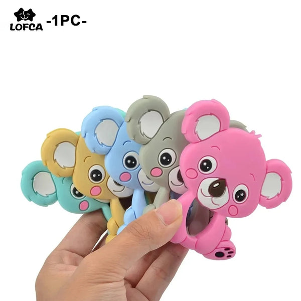 LOFCA Koala Silicone Teether Baby Teething Toy BPA FREE Soft Chewable Animal Teether Making Necklace Pacifier Clip Chain