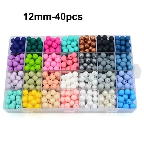 40pcs 12mm Silicone Beads Teething Chew Beads Food Grade Teether Necklace BPA Free Diy Jewelry Baby Teether Toy Pacifier