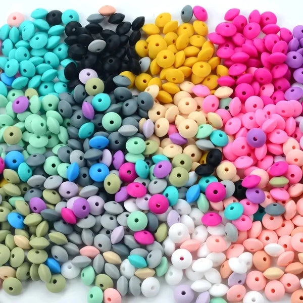 50pcs 12mm Silicone Lentil Beads Baby Teething Beads BPA-Free Food Grade Making Baby Oral Care Pacifier Chain  Accessorise