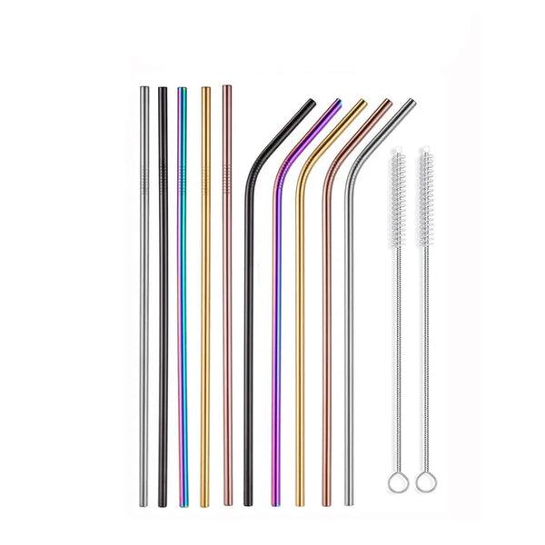 304 Stainless Steel Straws 215 x 6 mm Reusable Metal Drinking Straw with Cleaner Brush for Tumblers Party Bar Accessories