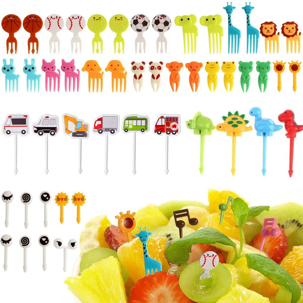 Animal Fruit Fork Food Grade Plastic Mini Cartoon Kids Cake Fruit Toothpick Bento Lunch Bento Accessories Party Decoration