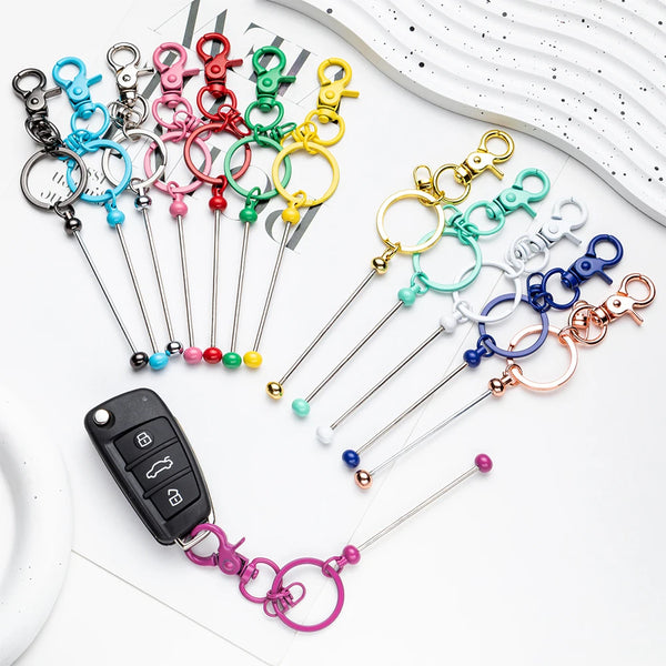 10~100Pcs Wholesale New Metal Keyring Bead Lobster Claw Clasp KeyChain DIY Bead For Jewelry Making Car Keychain Bag Decoration