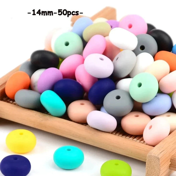 50pcs Mini Abacus 14mm Silicone Loose Beads Teether Toy Silicone BPA Free Teething Beads Charms Newborn Nursing