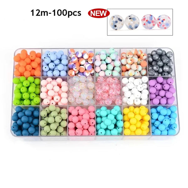 12mm 100pcs/lot Slicone Beads food Grade Baby Teether Round Beads Baby Chewable Teething Beads silicone teether for Diy