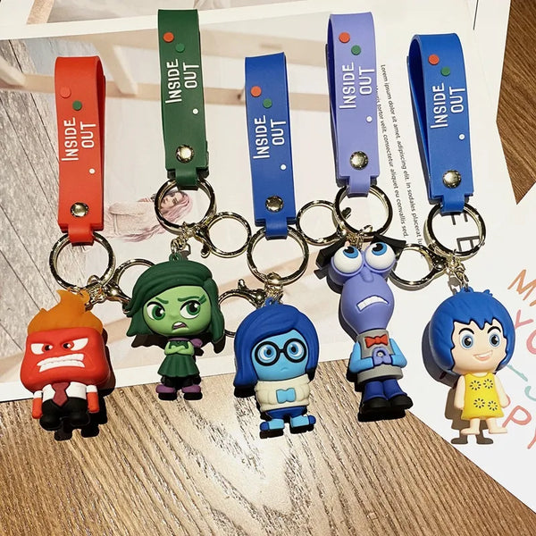 3D Anime Figures Doll Brain Agent Team INSIDE OUT Cartoon Keychain Car Keychain Ring Pendant Animation Action Figure Small Gift