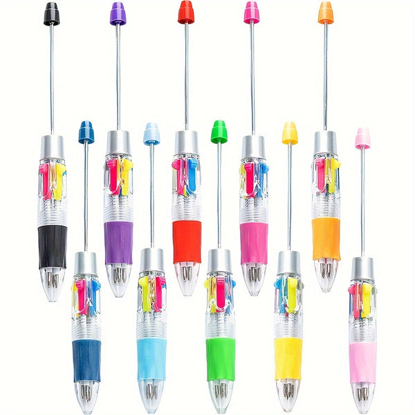 Beadable 4-in-1 Multicolor Pens 7 Pens/Bag Beaded Ballpoint Pen for DIY Arts & Craft Personalizeable Customizable with Beads and Focals with Fast Delivery from California