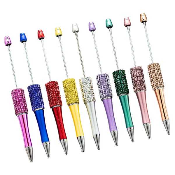 7 Pens/Bag Rhinestone Beaded Ballpoint Pens for DIY Arts & Craft Personalizeable Customizable with Beads and Focals with Fast Delivery from California UPS 2nd Day Air Available for Rush Orders